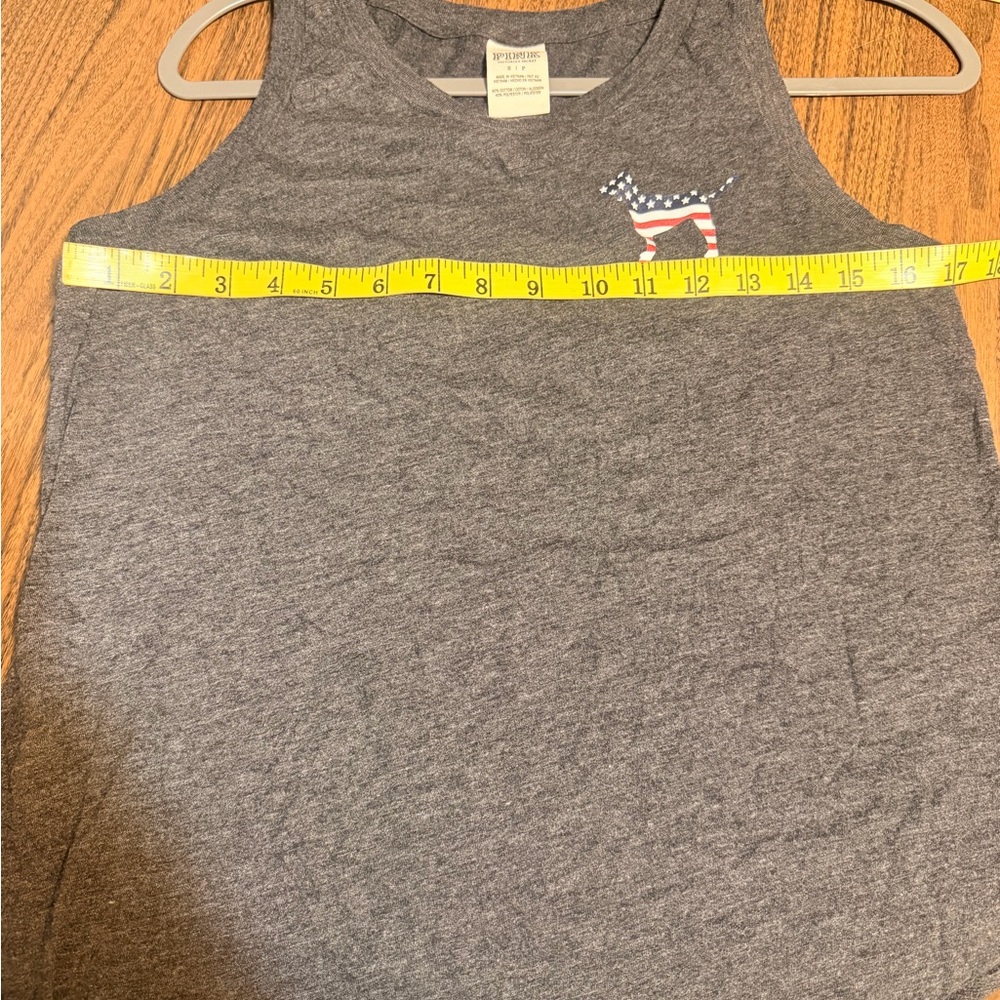 PINK Victoria's Secret Gray Tank Top with American Flag Dog - Picture 4 of 4